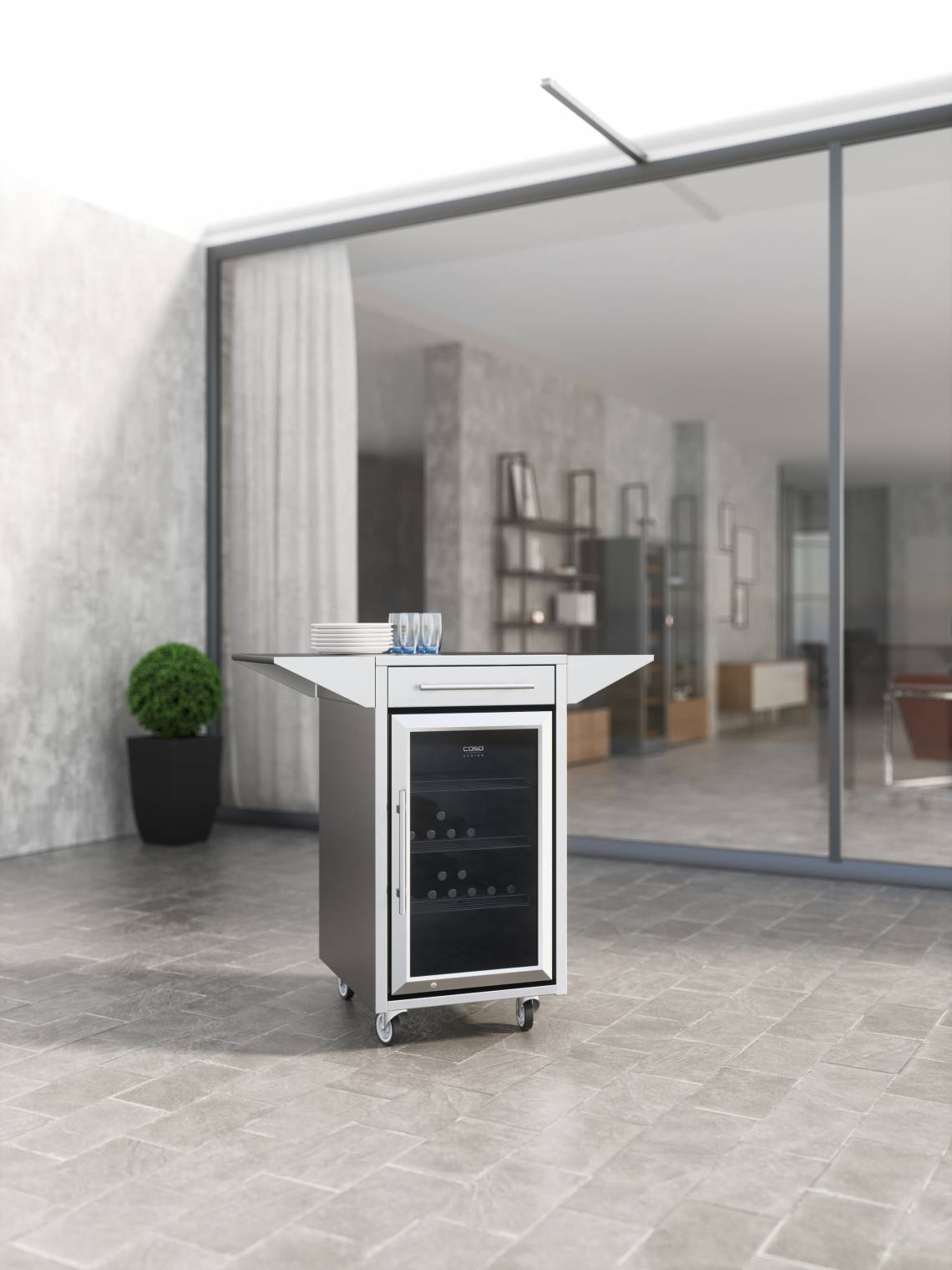 CASO Design Barbecue Counter & Cool integriert im Edelstahl- Rollwaagen