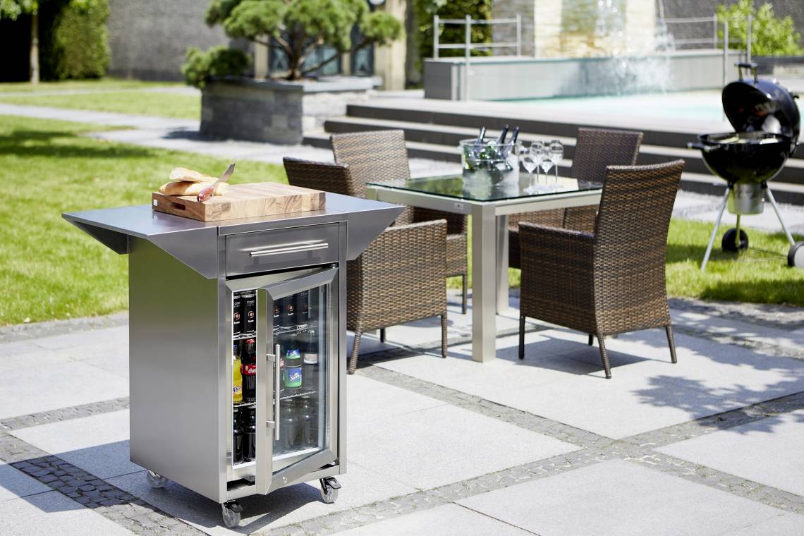 CASO Design Barbecue Counter & Cool integriert im Edelstahl- Rollwaagen