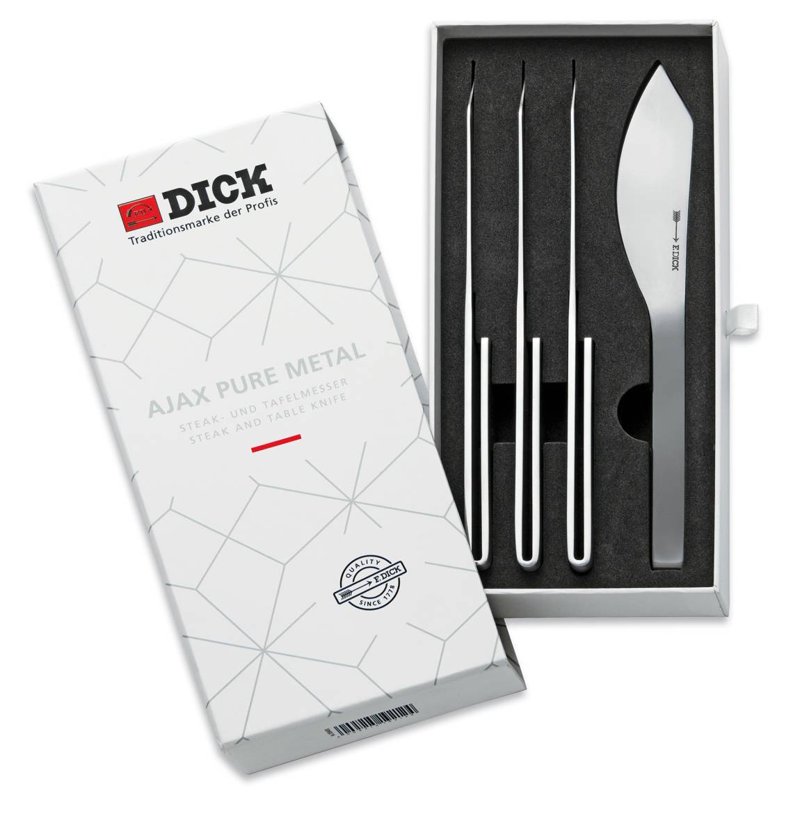 DICK - AJAX PURE METAL Steak- und Tafelmesser - Box 4er Set