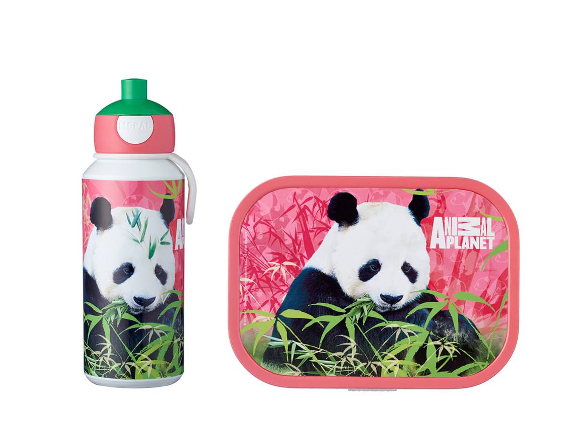 Mepal - Pausenset Campus - Trinkflasche Pop-up und Brotdose - Animal Planet Panda