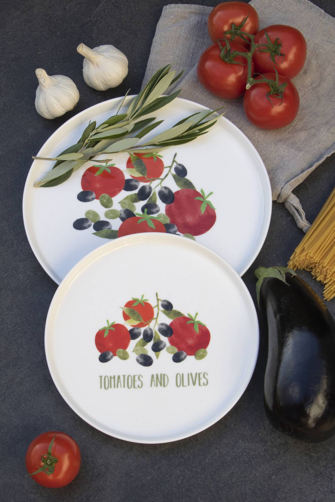 PPD Tomatoes&Olives Plates mit Olivenzweig