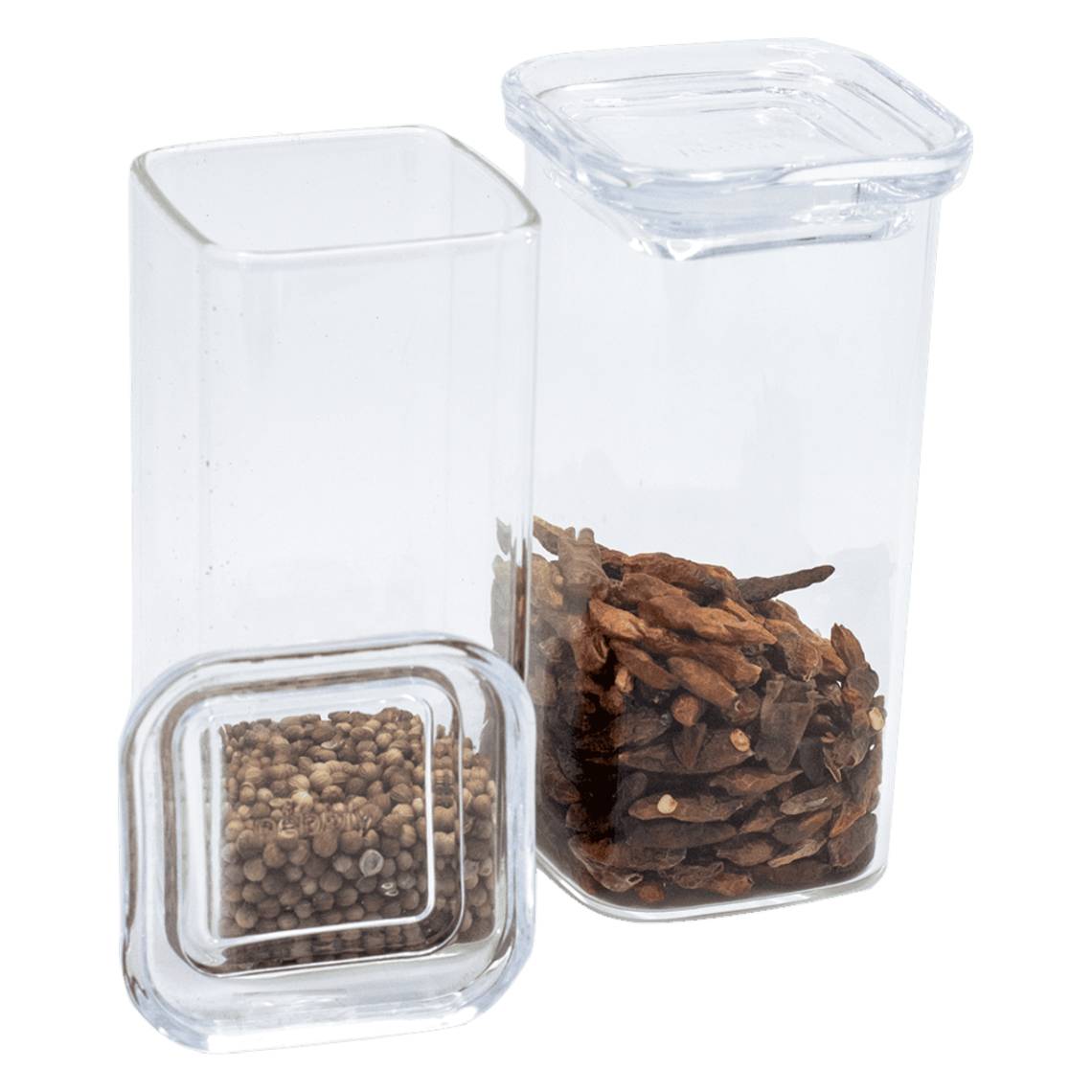 Pebbly Quadratische Glasboxen mit Glasdeckel 2er-Set PKV-75