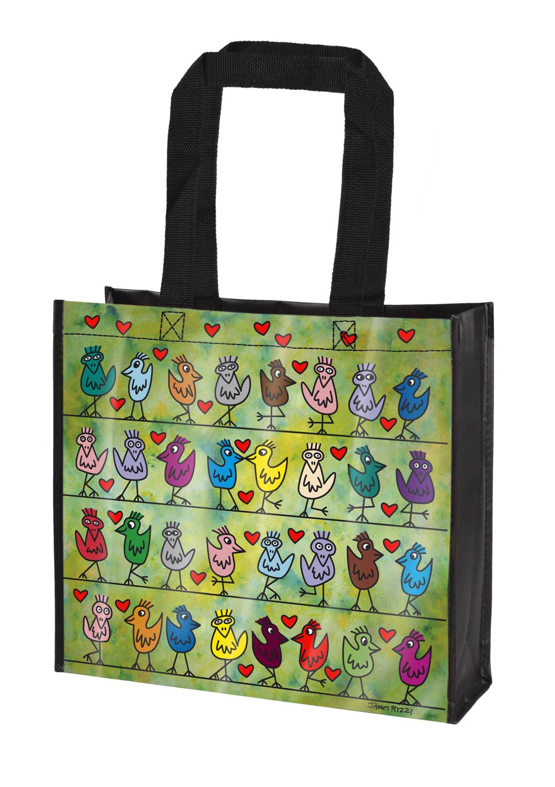 Pop Art - James Rizzi - Birds on a Love Wire Einkaufstasche