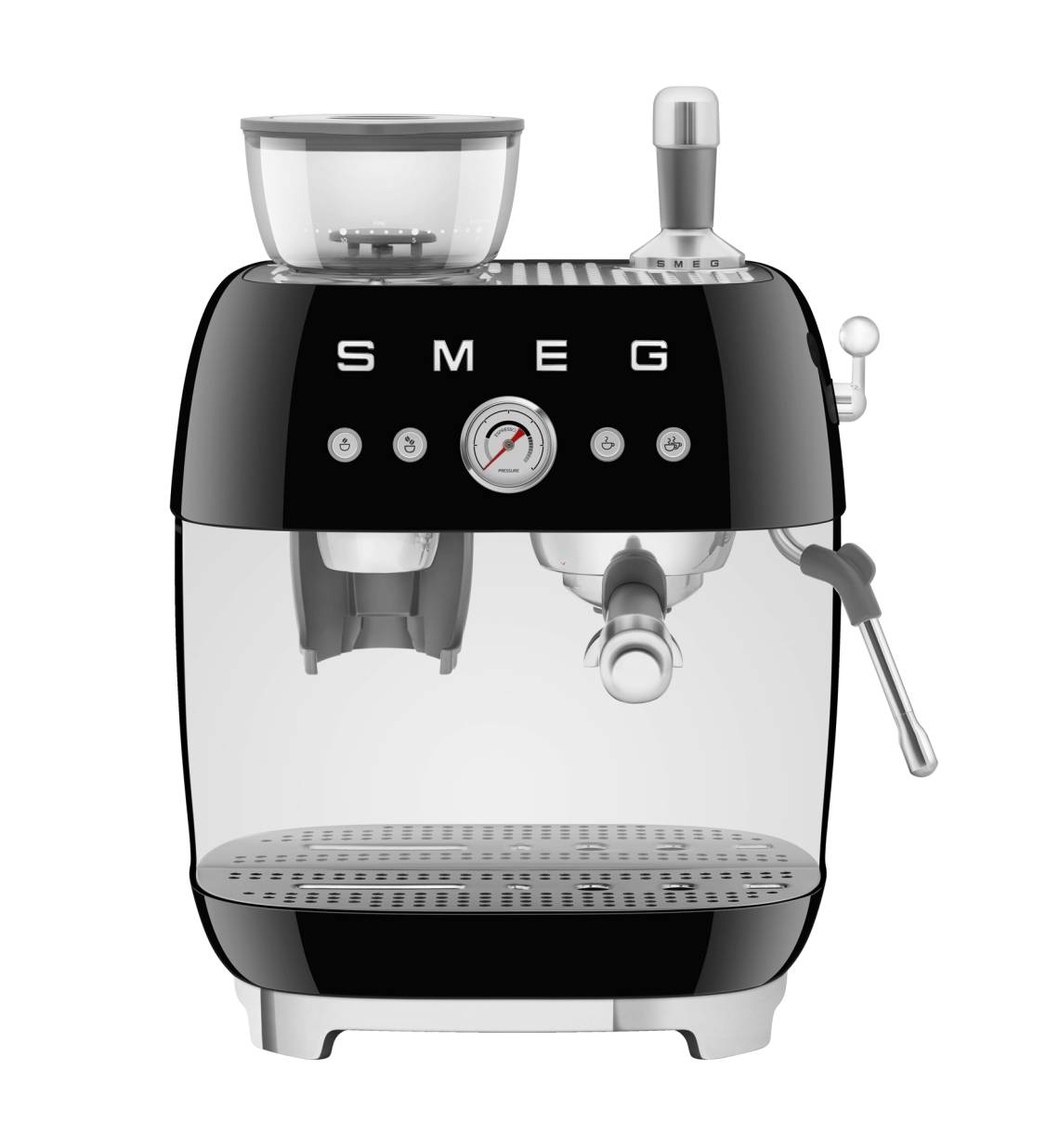 Smeg - Siebträger-Espressomaschine mit integrierter Kaffeemühle EGF03, Schwarz