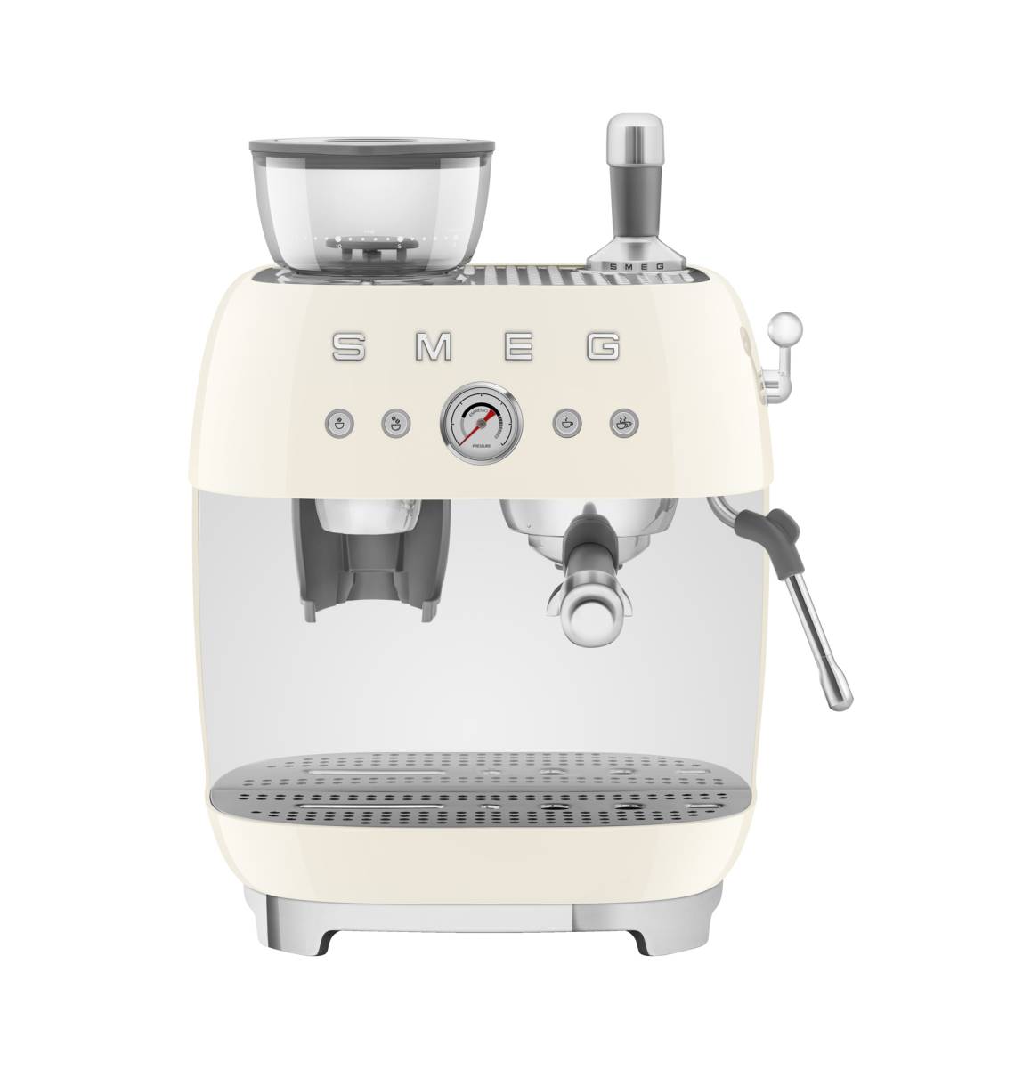 Smeg - Siebträger-Espressomaschine mit integrierter Kaffeemühle EGF03, Creme