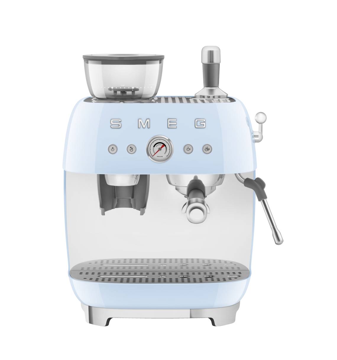 Smeg - Siebträger-Espressomaschine mit integrierter Kaffeemühle EGF03, Pastellblau