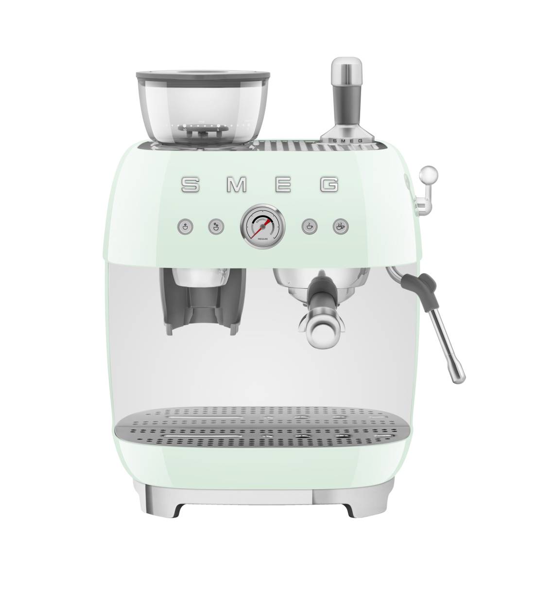 Smeg - Siebträger-Espressomaschine mit integrierter Kaffeemühle EGF03, Pastellgrün