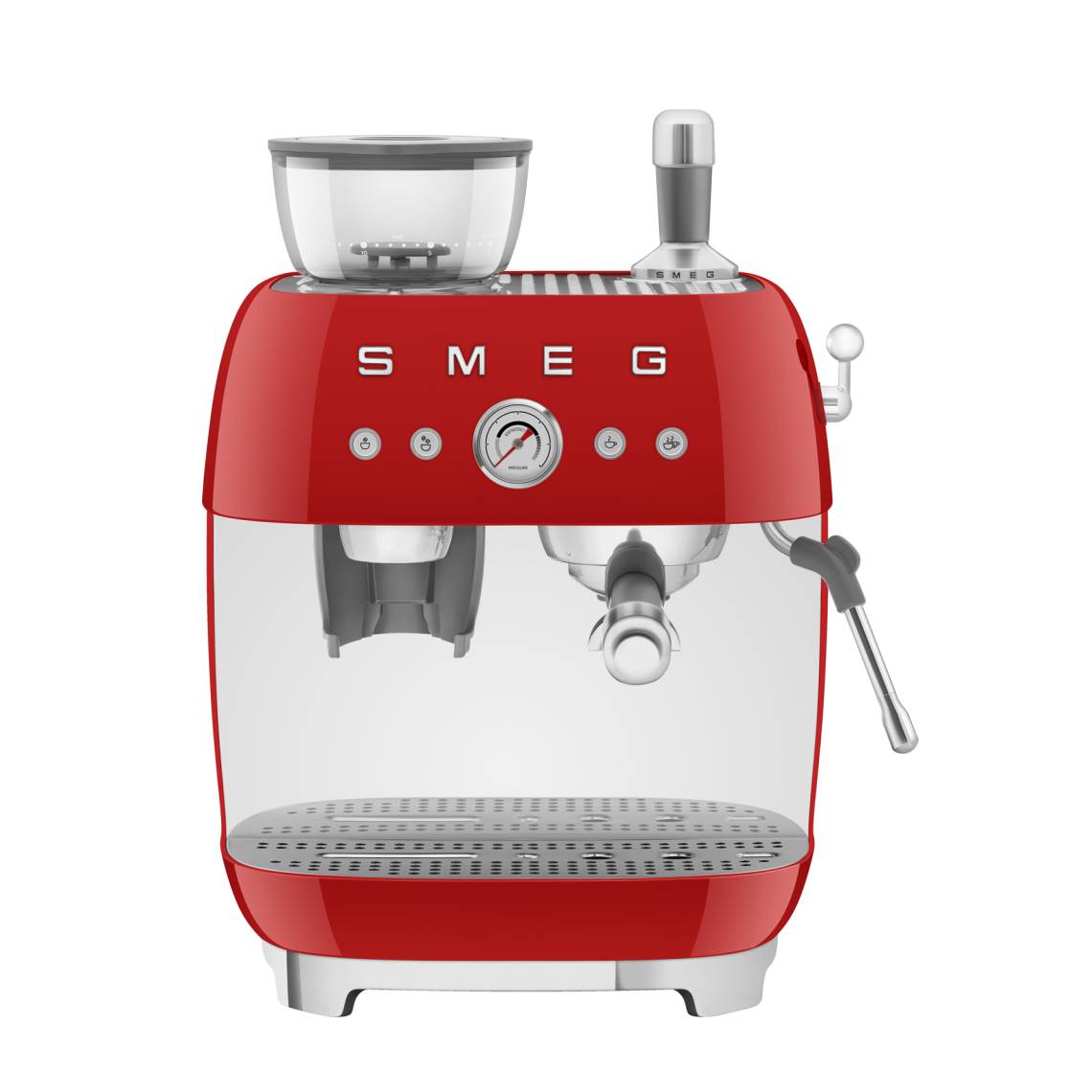 Smeg - Siebträger-Espressomaschine mit integrierter Kaffeemühle EGF03, Rot