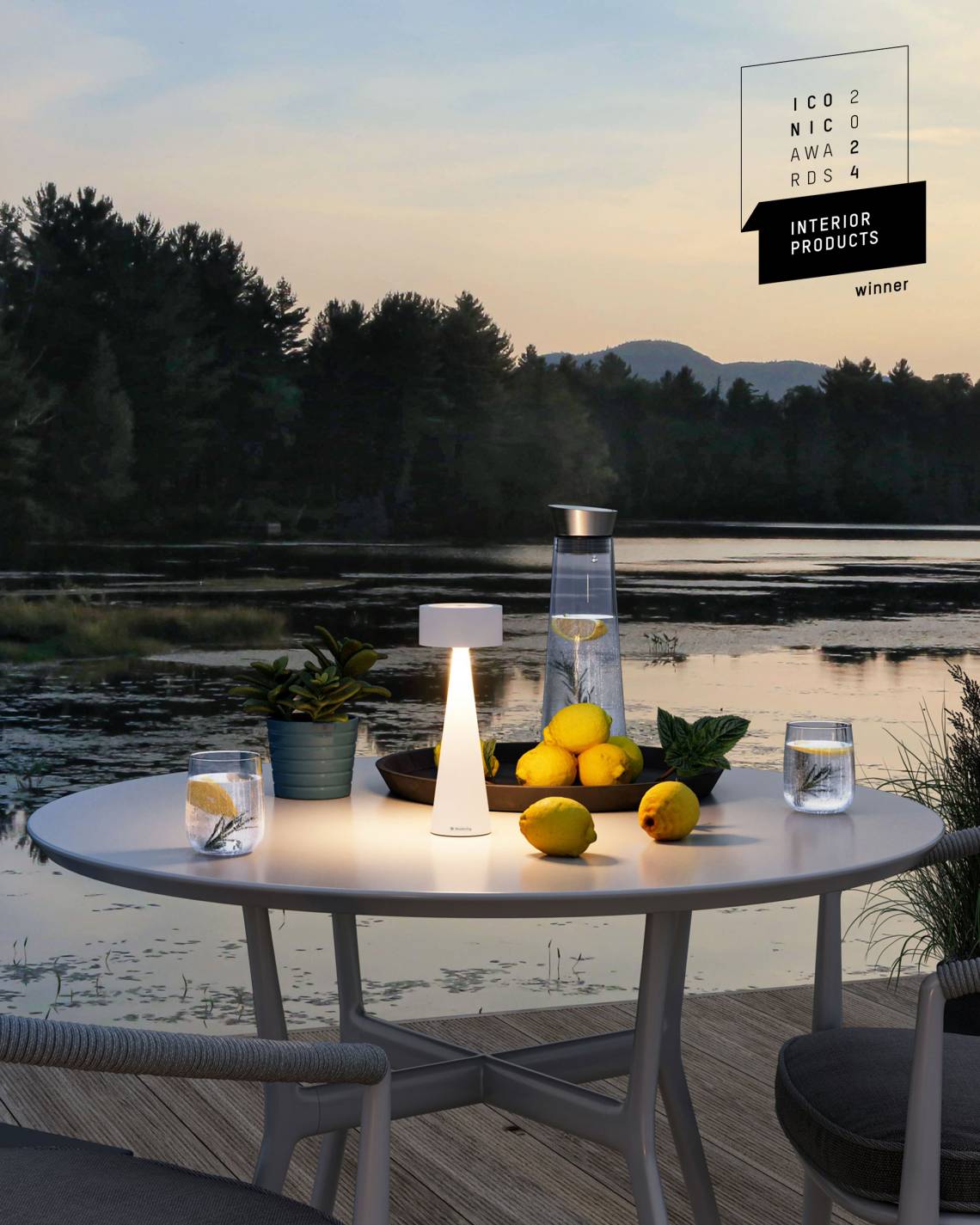 Sompex - Stimmungsvolle Beleuchtung auf der Terrasse mit Musterring ELODY Tischleuchte, weiß
