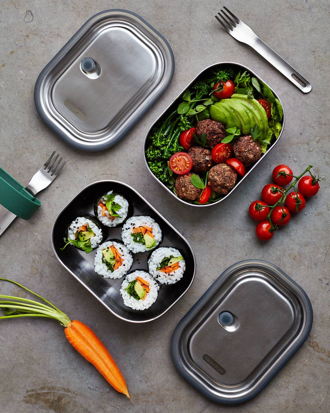 black+blum - Zwei Lunchboxen à 600 ml - Sushi und Salat