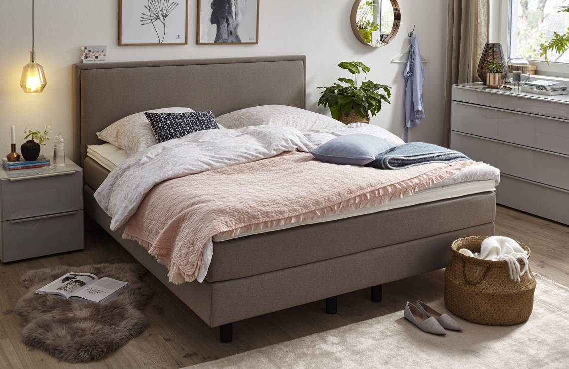 Boxspringbett Valencia in Mauve von Global Familiy