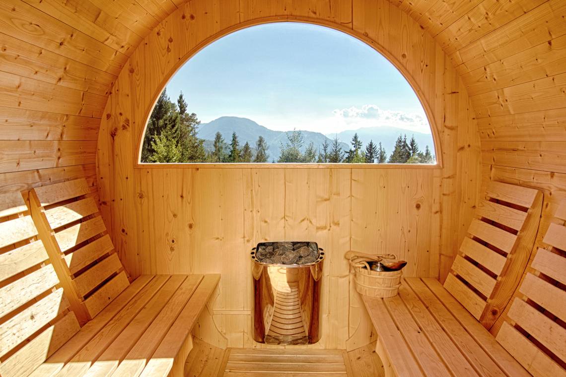 Sauna von innen im APIPURA Hotel Rinner