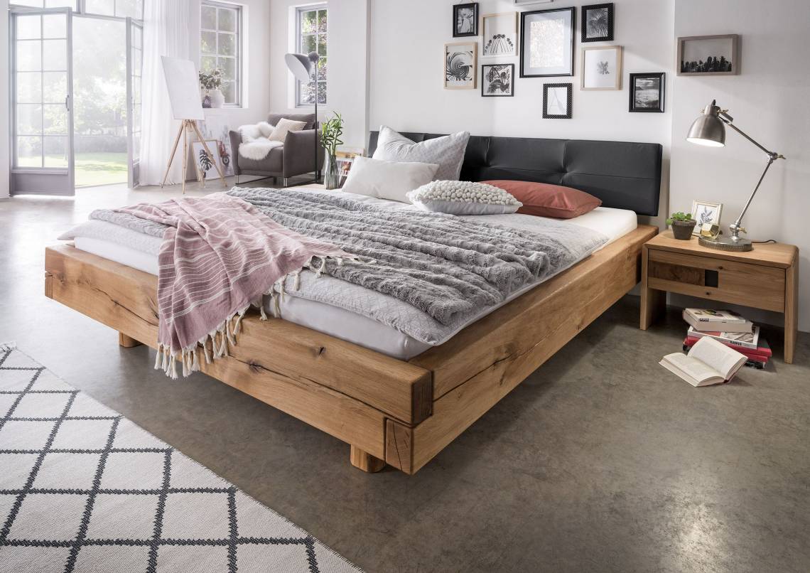 Natura Home - Baltimore Balkenbett mit Kopfteil aus Stoff - Schlafzimmer