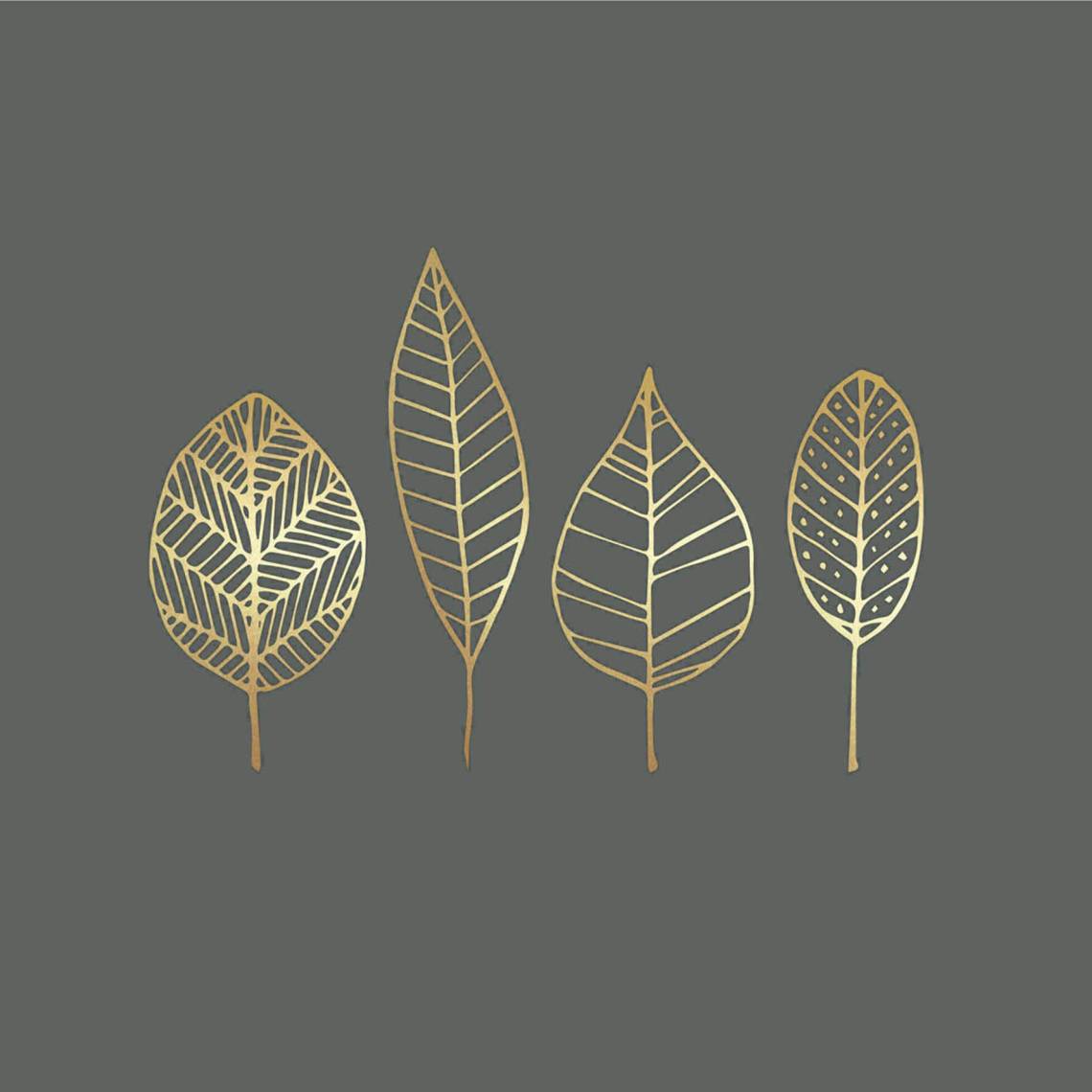 ppd - Pure Gold Leaves Napkin, anthracite