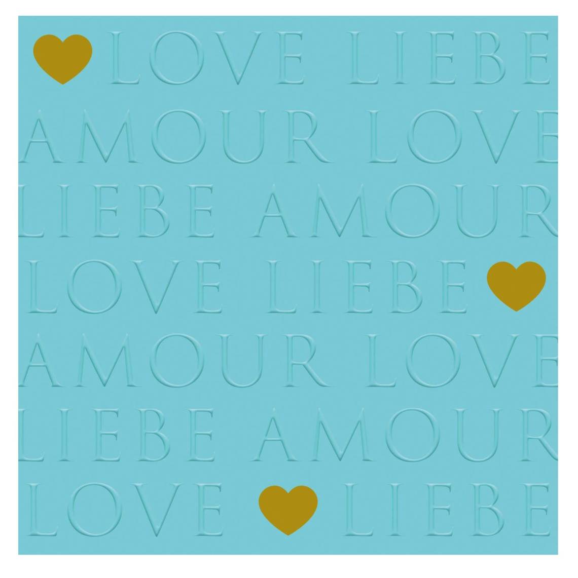 ppd  - Serviette LOVE LETTERS turquoise