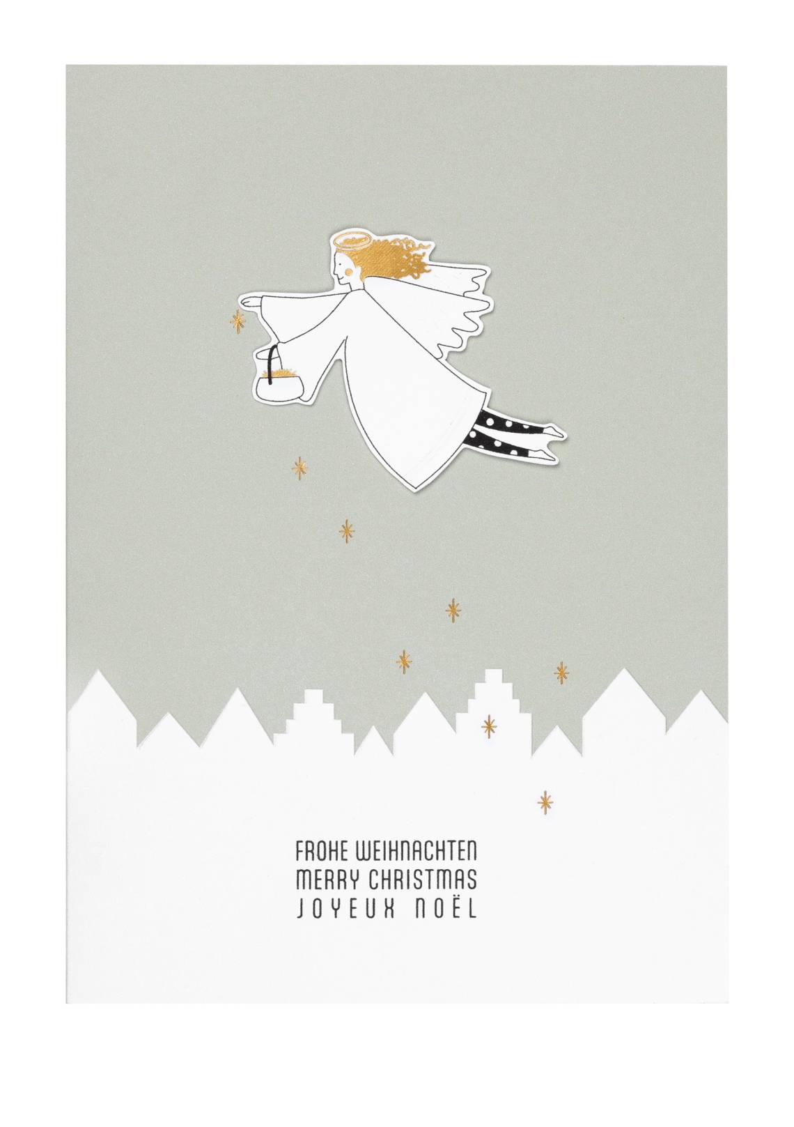 räder - Grußkarte - Fliegender Engel - Frohe Weihnachten, 3-sprachig