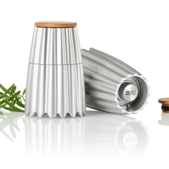 AdHoc - Magnetische Pfeffer- und Salz-Doppelmühle MagTwo, Silber
