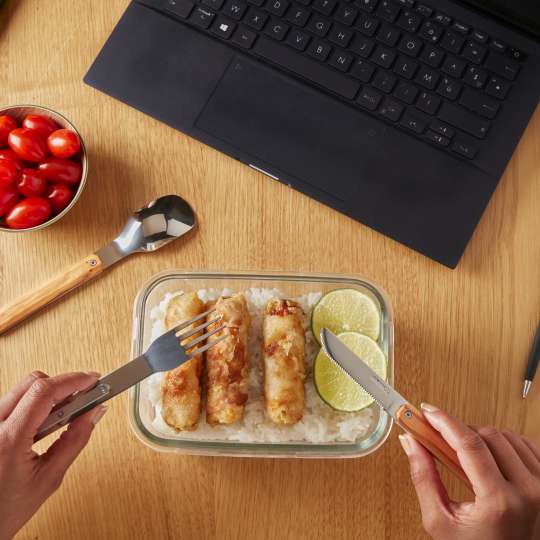 Akinod - Besteck Olivenholz - Lunch im Büro