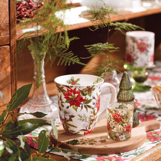 Ambiente - Verziert mit einer Christrose: Henkelbecher & Teelichthalter Christmas Florals