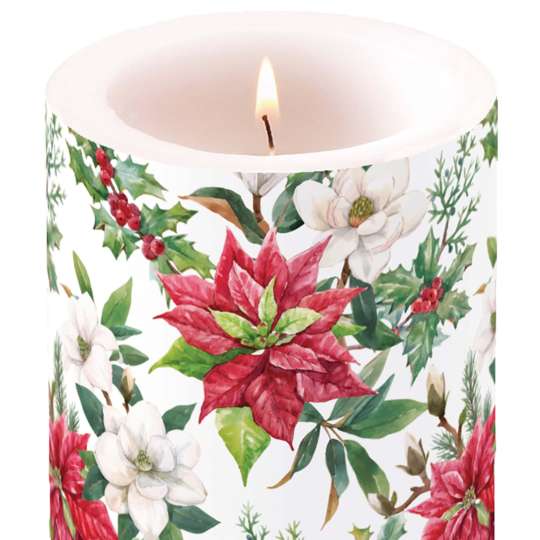 Ambiente - Christmas Florals - Kerze, mittel