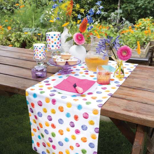 Ambiente - Tischaccessoires in poppigen Farben: Tischläufer & Kerzen Polka Dots