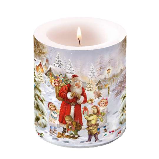 Ambiente - Santa Bringing Presents - Kerze, mittel