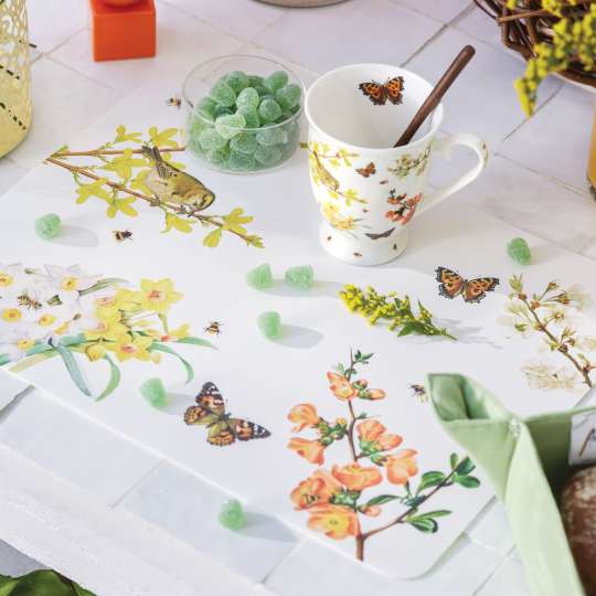 Ambiente - Spring Awakening - Tischset und Henkelbecher mit floralem Dekor