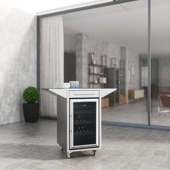 CASO Design Barbecue Counter & Cool integriert im Edelstahl- Rollwaagen