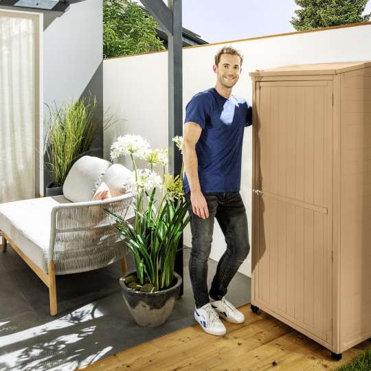 Consolan - Warm und harmonisch: Gartenschrank in Sandgelb
