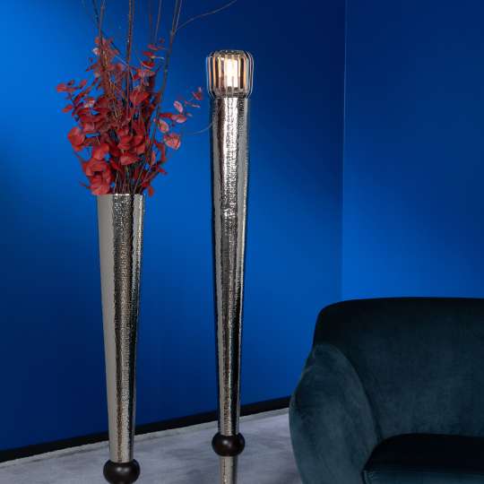 Fink Living - Vase und Windlicht in einem: Bodenleuchter Marni, versilbert