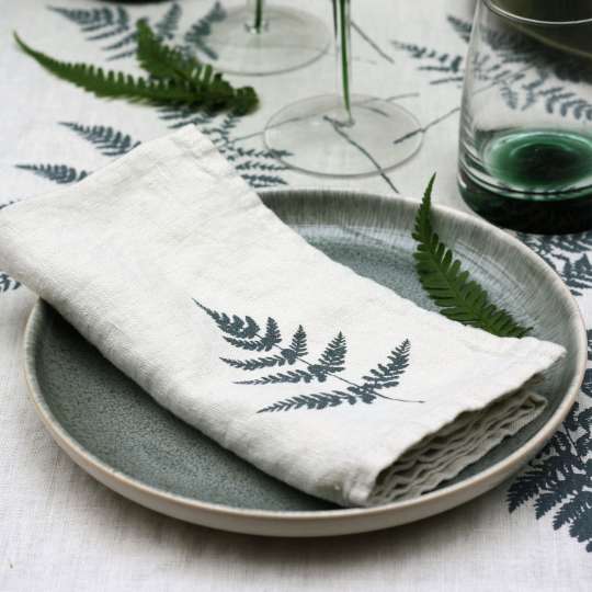 Frohstoff Serviette & Tischläufer Leinen Pine Farn