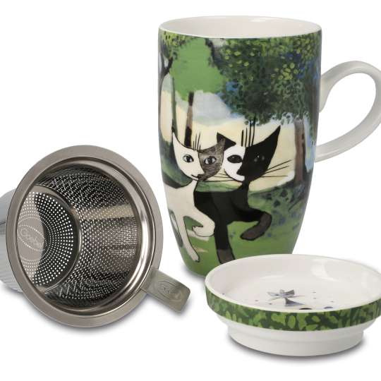 Goebel - Rosina Wachtmeister Teetasse mit Deckel und Sieb, Una passeggiata nel verde