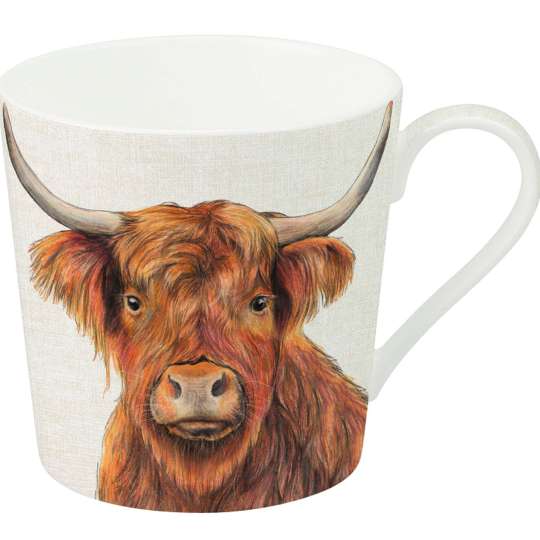 IHR - Farm Animals Bone China Becher Schottisches Hochlandrind, 375 ml