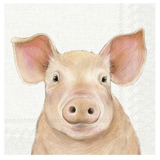 IHR - Farm Animals Lunchservietten Schwein, 20 Stück