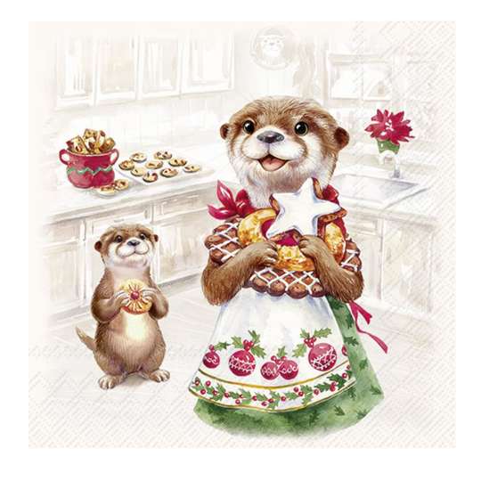 IHR - Otter Family Baked Lunchservietten