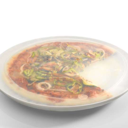 Lékué - Stretch Tops lassen sich auch über einen Pizzateller spannen
