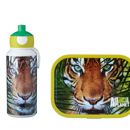 Mepal - Pausenset Campus - Trinkflasche Pop-up und Brotdose - Animal Planet Tiger