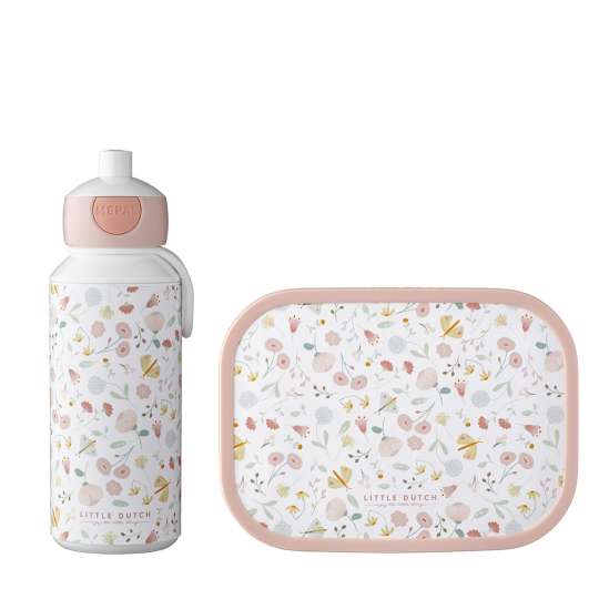 Mepal - Trinkflasche Pop-up und Lunch Box - Blumen & Schmetterling - Set