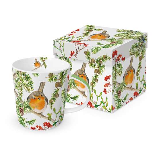 604555 Robin in Tree Trend Mug Gift Box 0,35l