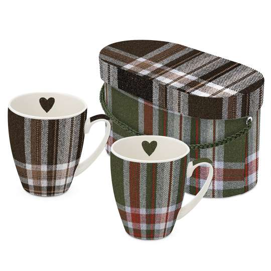 PPD - Traditional Checks - Check Green & Brown Mug - 2-teiliges Set