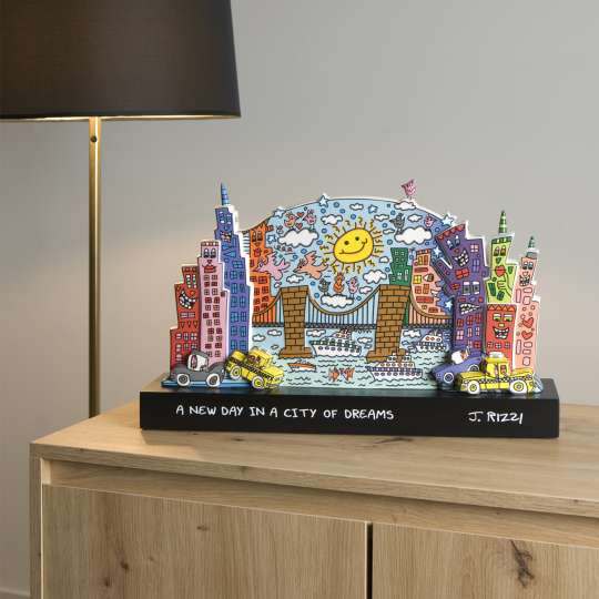 Pop Art - James Rizzi - Limited Edition des Jahres: Porzellanfigur A New Day in a City of Dreams