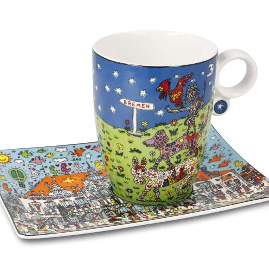 Pop Art - James Rizzi - Künstlertasse All roads lead to Bremen