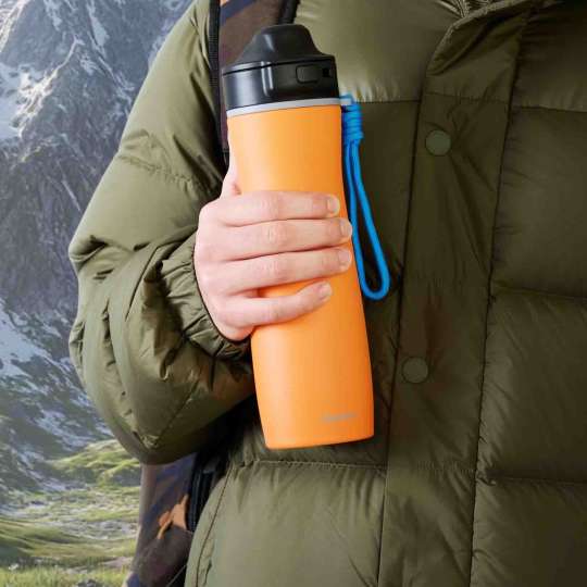 Isolierte Sportﬂasche mit Flip-Cap, 0.6 l aus Edelstahl       