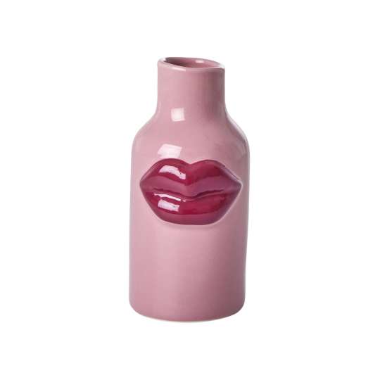 RICE - Keramikvase Rosa mit dunkelrosa Lippen - Extra klein