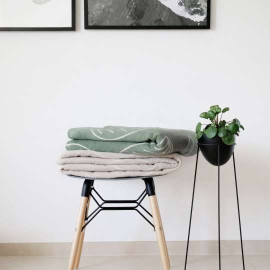 RIEMA - Farben der Natur: Kuscheldecken BENTE in Grün und Beige