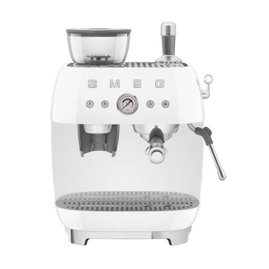 Smeg - Siebträger-Espressomaschine mit integrierter Kaffeemühle EGF03, Weiß