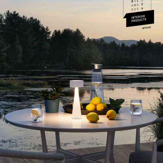 Sompex - Stimmungsvolle Beleuchtung auf der Terrasse mit Musterring ELODY Tischleuchte, weiß
