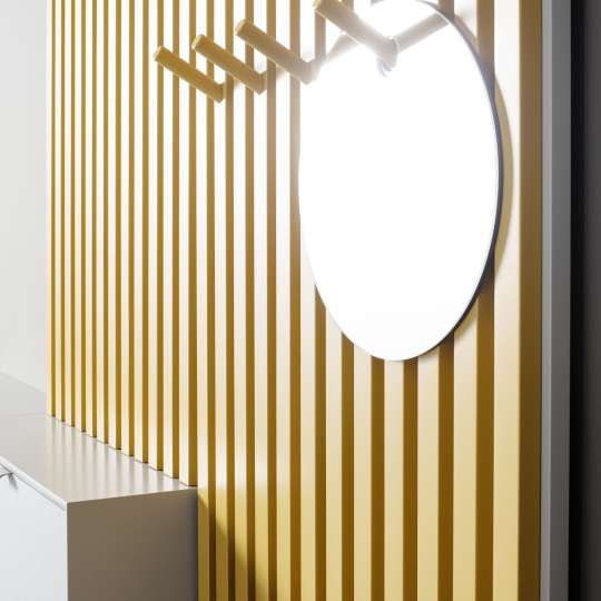 Sudbrock - MODO 34 - Garderobe mit Lamellenpaneelen - Detail Spiegel
