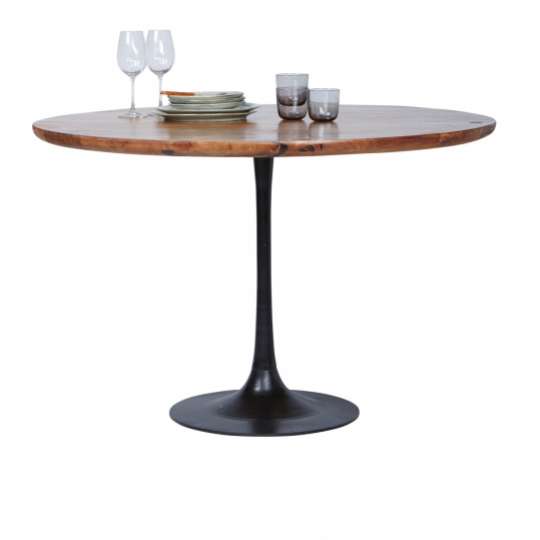 Tom Tailor MODERN TABLE ROUND, ø 120 cm x 76 cm, dunkles Mangoholz und schwerer Metallfuß 