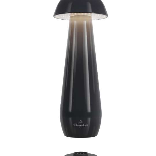V&B - Tischleuchte Modena, 21 cm, schwarz glänzend, flexibler Akku